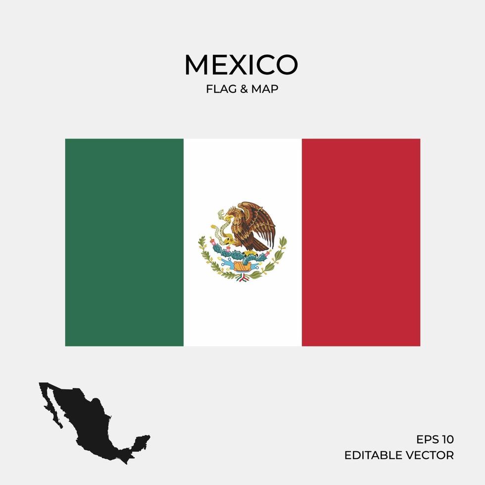 bandera de mexico y mapa vector