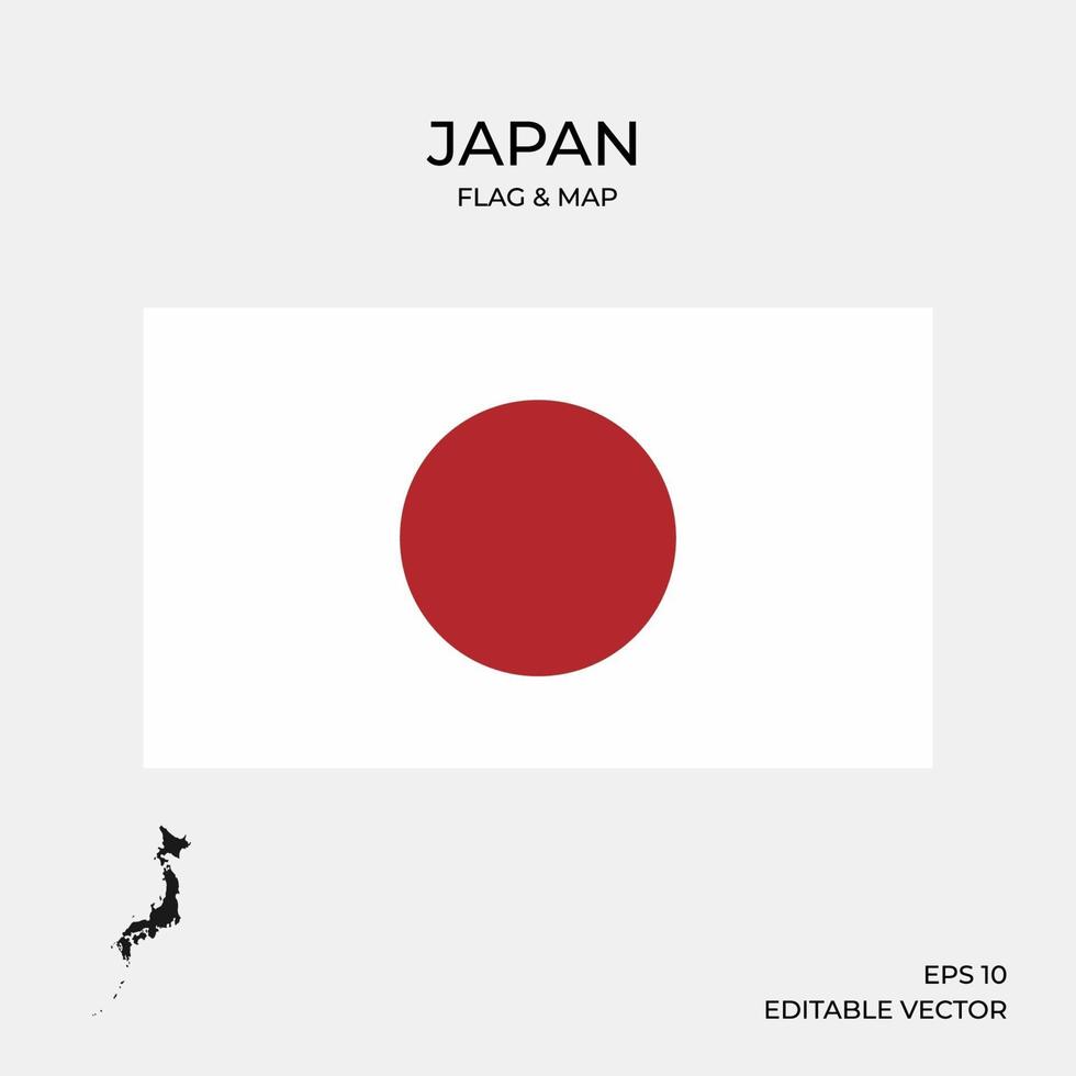 bandera y mapa de japón vector