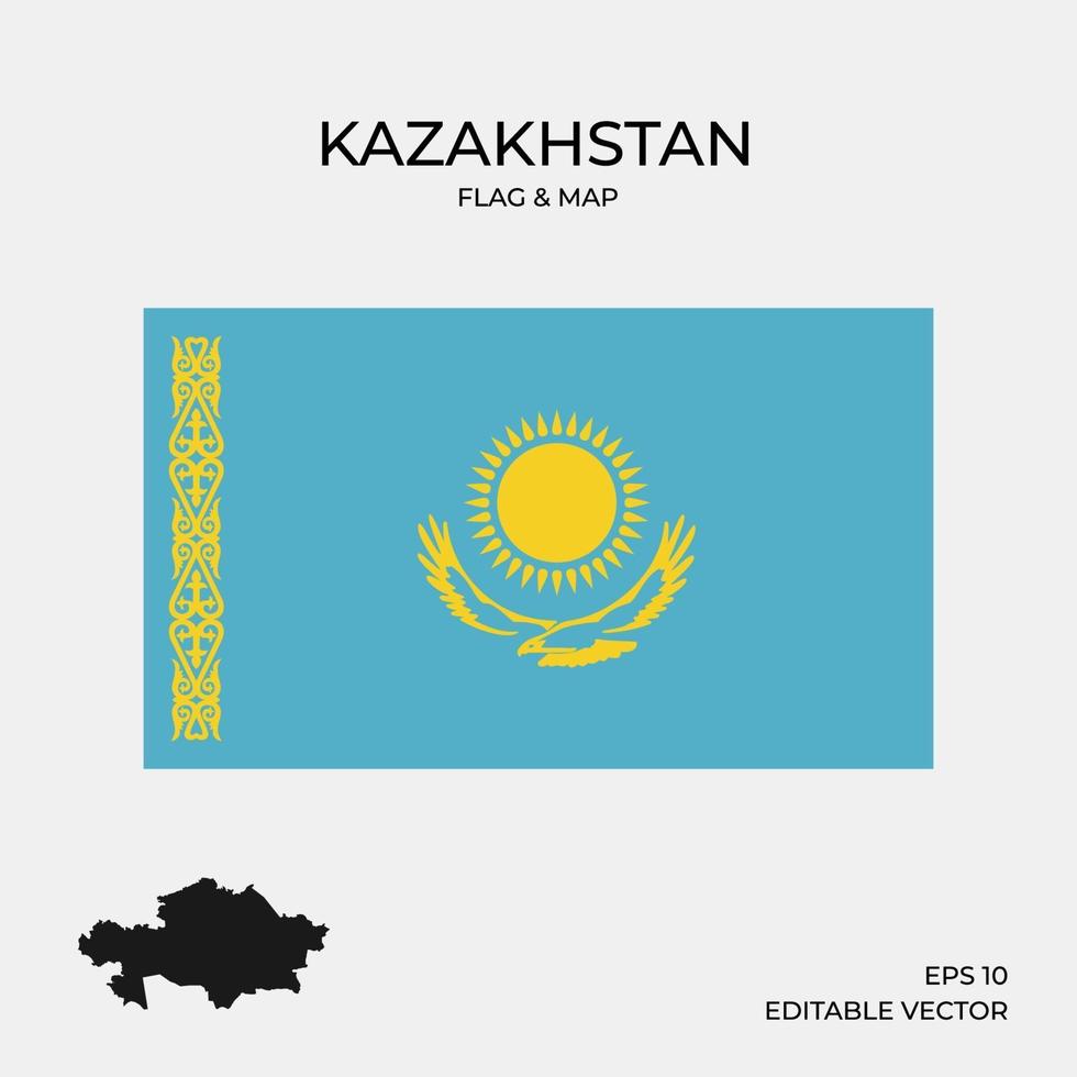 bandera y mapa de kazajstán vector