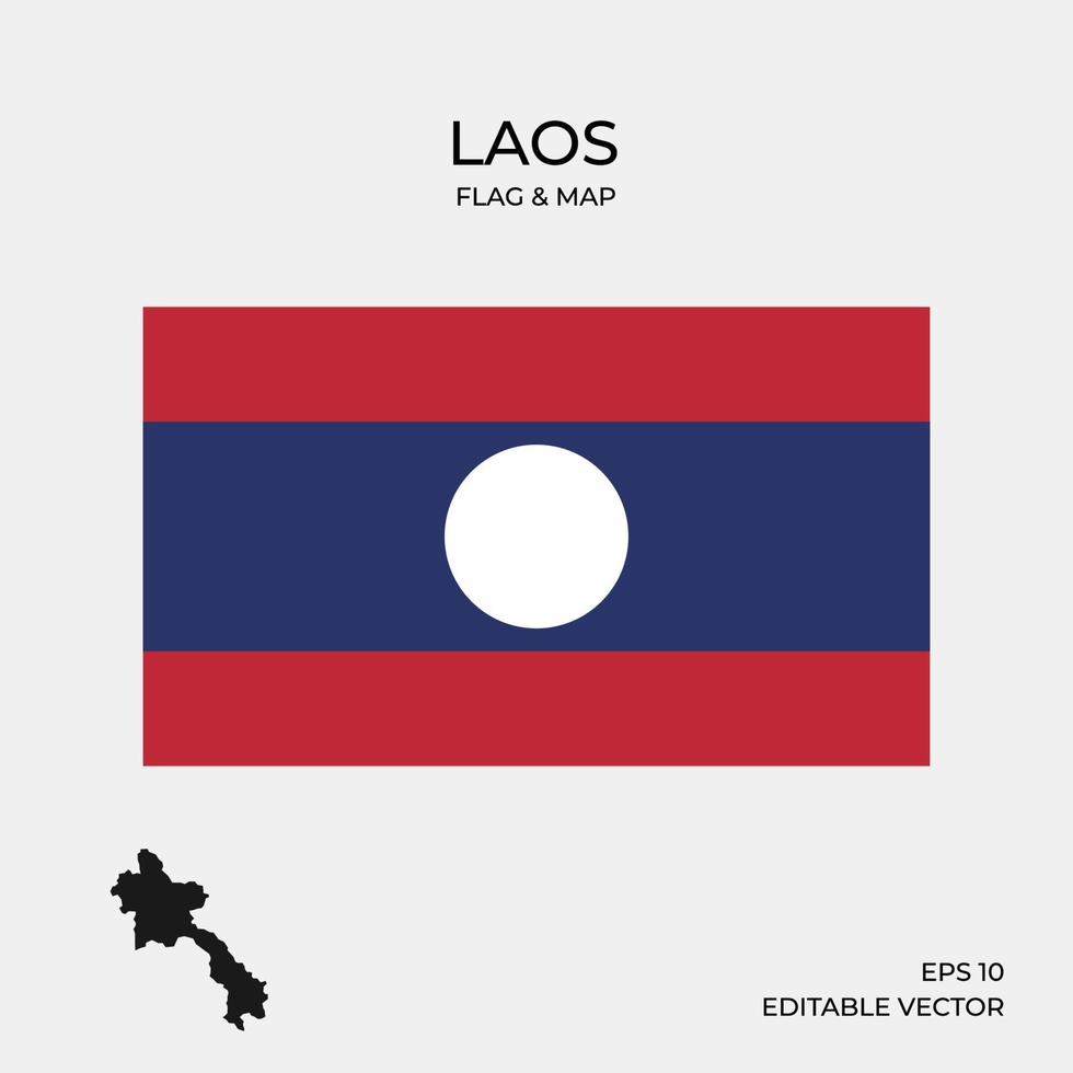 Laos map and flag vector