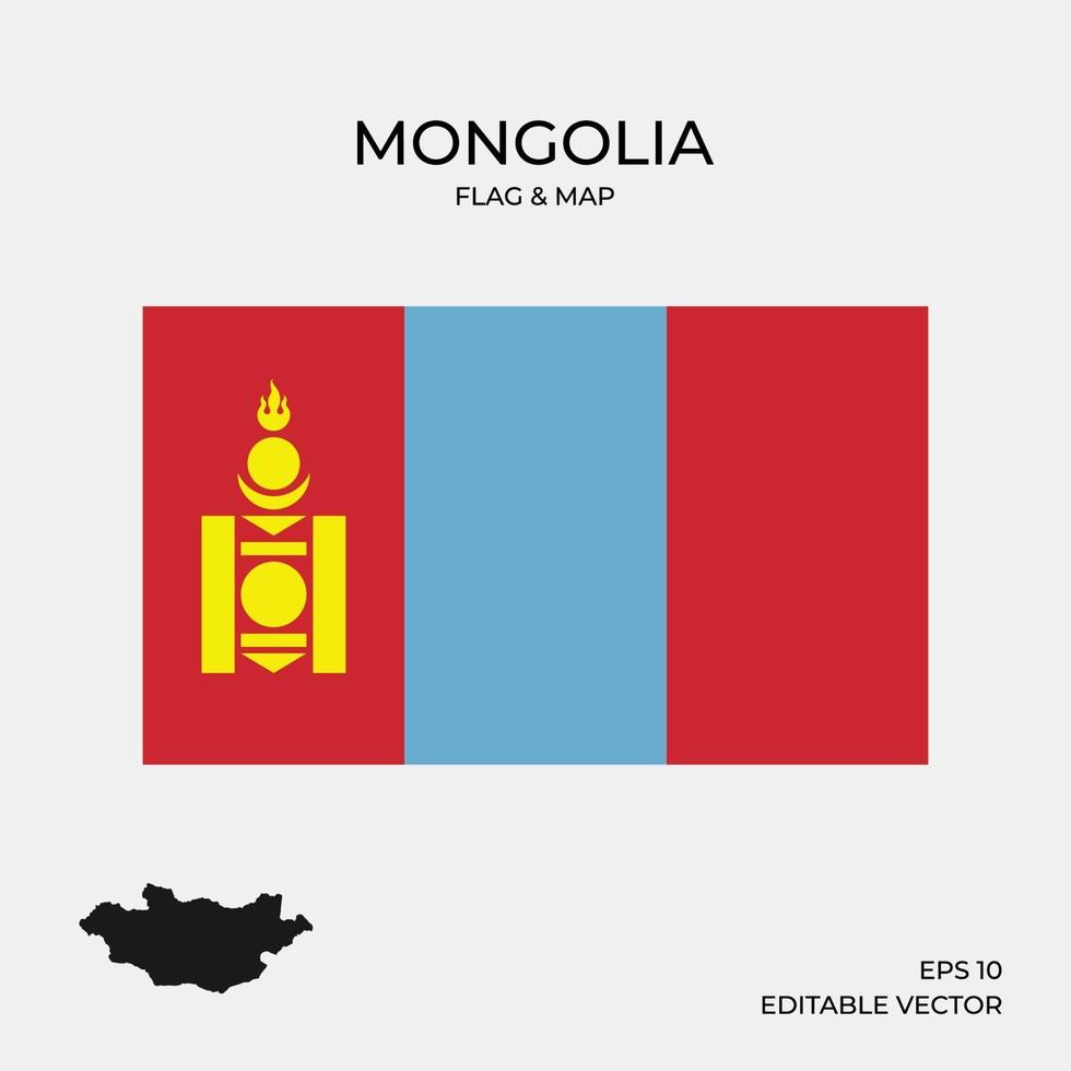 bandera de mongolia y mapa vector