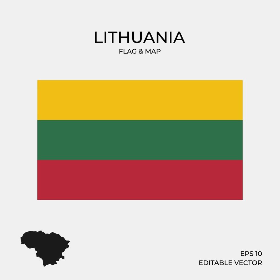 mapa y bandera de lituania vector