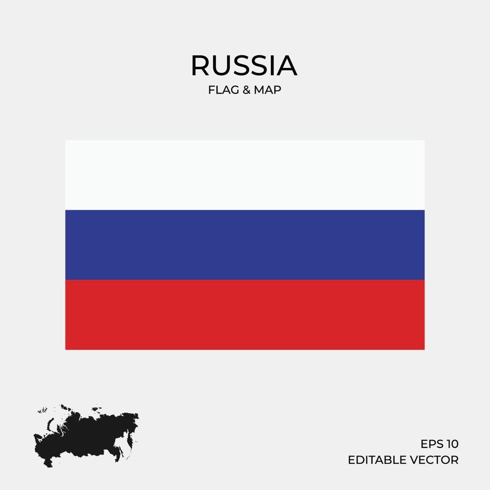 Russia flag and map vector