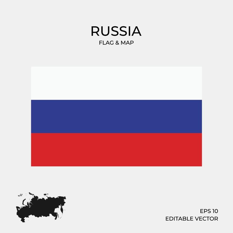 bandera de rusia y mapa vector