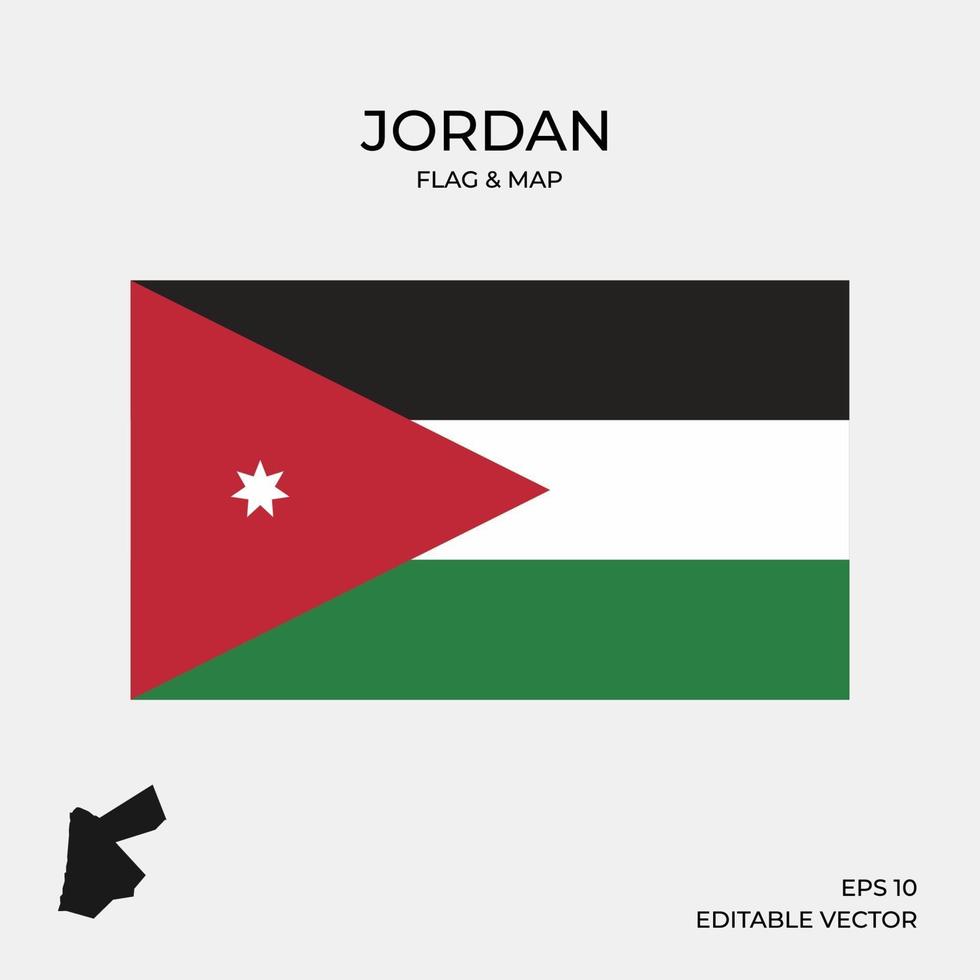 Jordania mapa y bandera vector