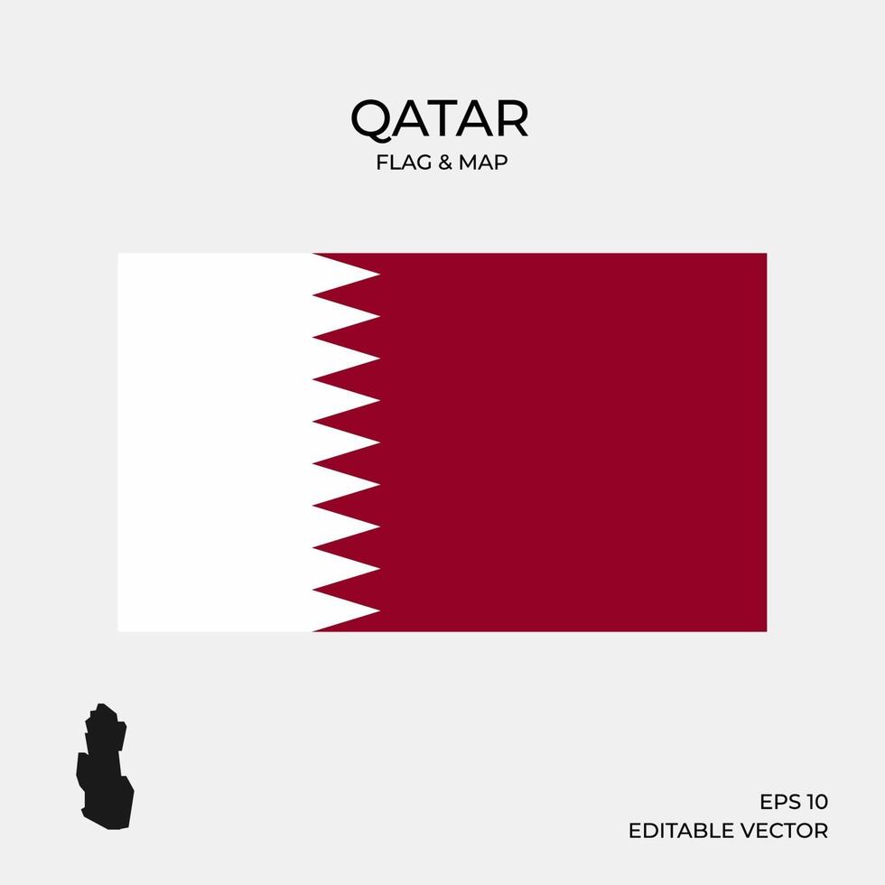 Qatar map and flag vector