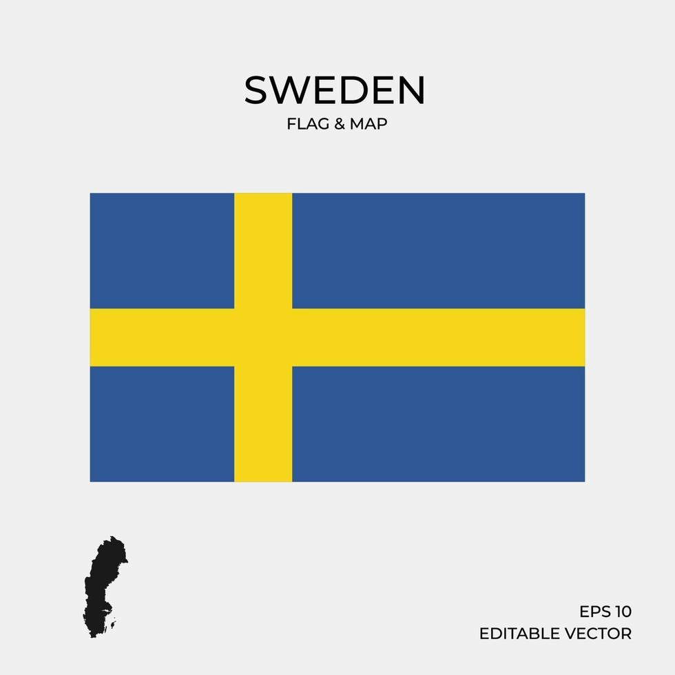 Sweden flag and map vector