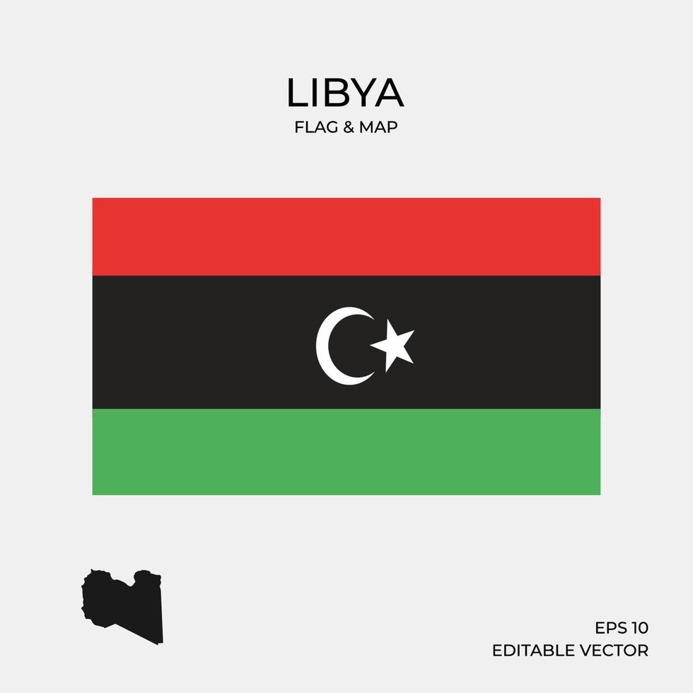 mapa y bandera de libia vector