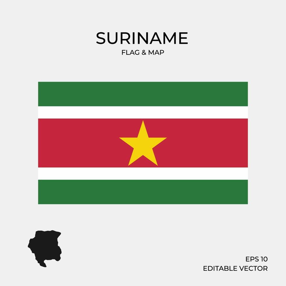 Suriname flag and map vector