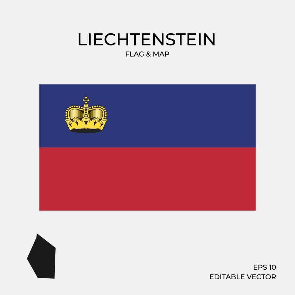 Liechtenstein flag and map vector