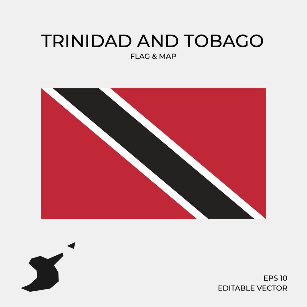 mapa y bandera de trinidad y tobago vector