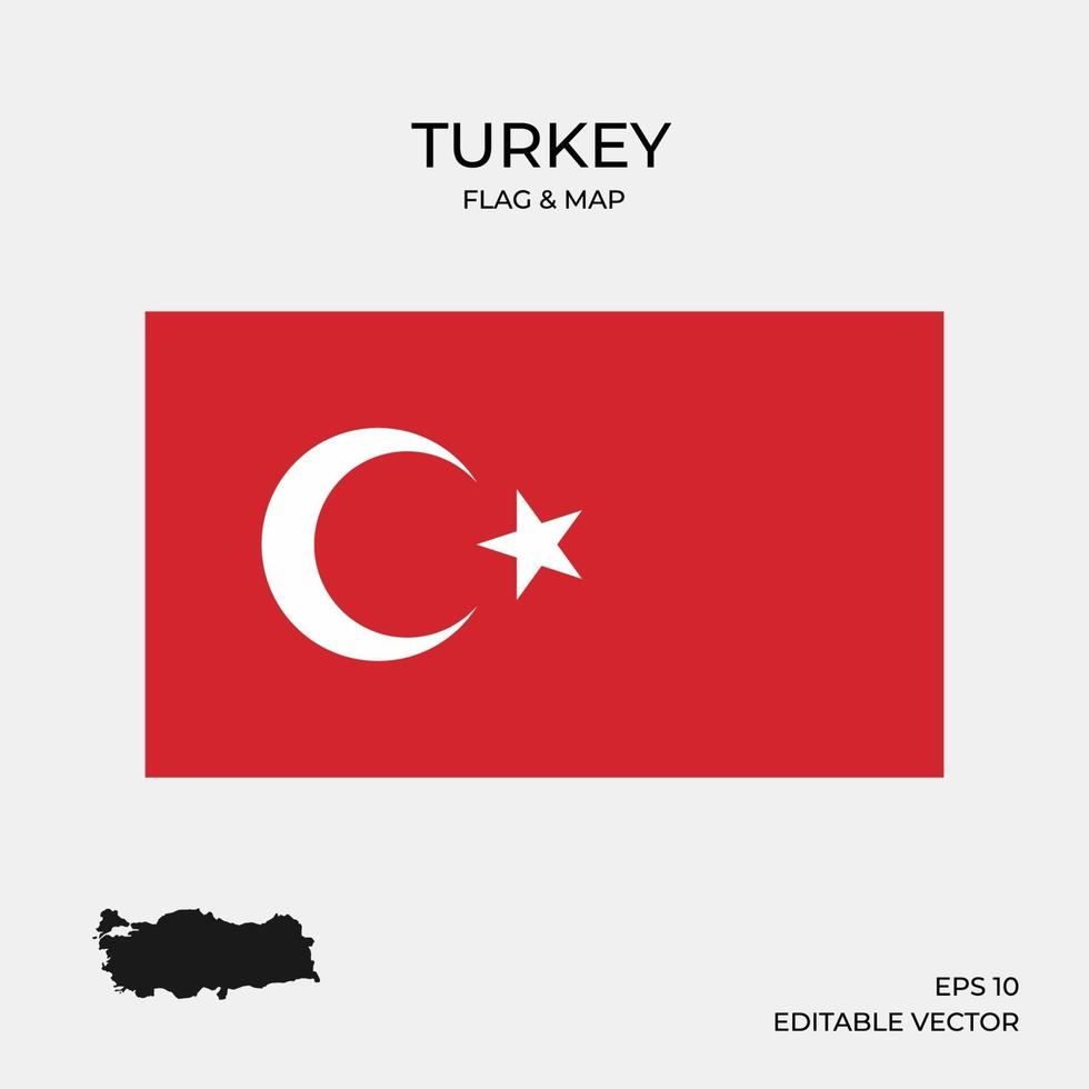 Turkey flag and map vector