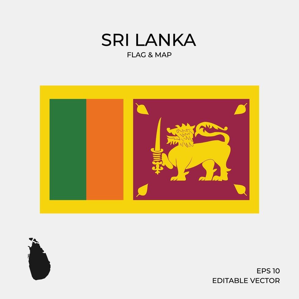 bandera y mapa de sri lanka vector