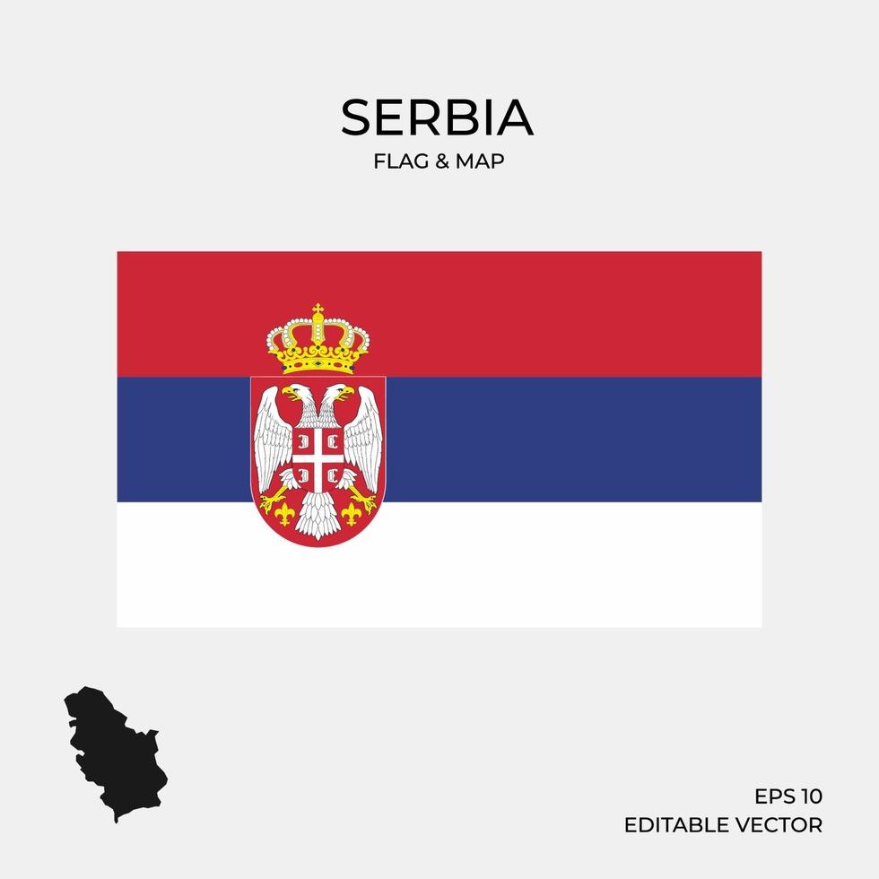 mapa y bandera de serbia vector