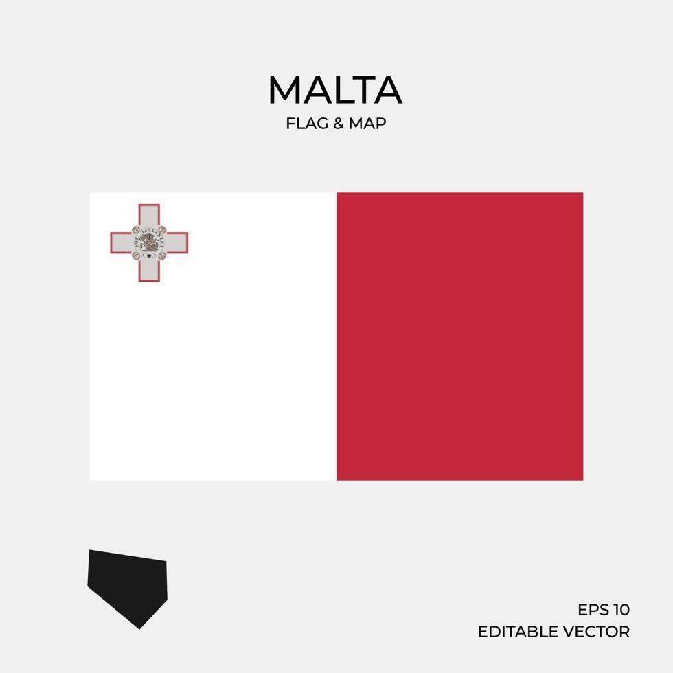 mapa y bandera de malta vector