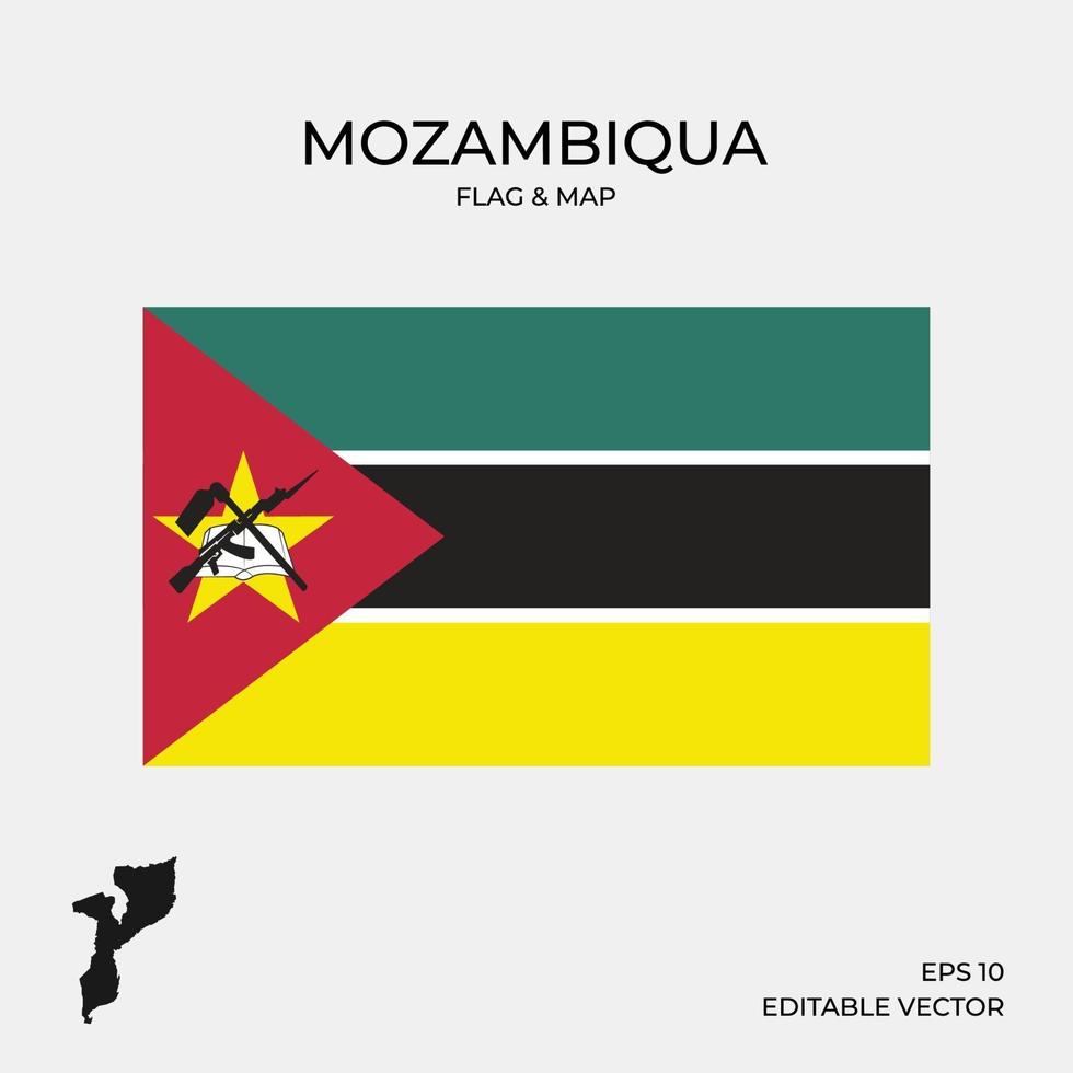 bandera de mozambique y mapa vector