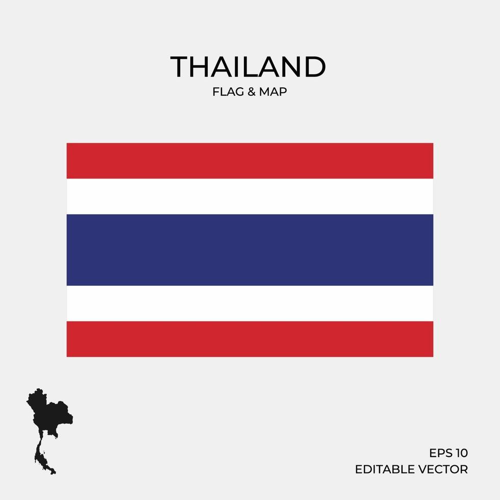 bandera de tailandia y mapa vector