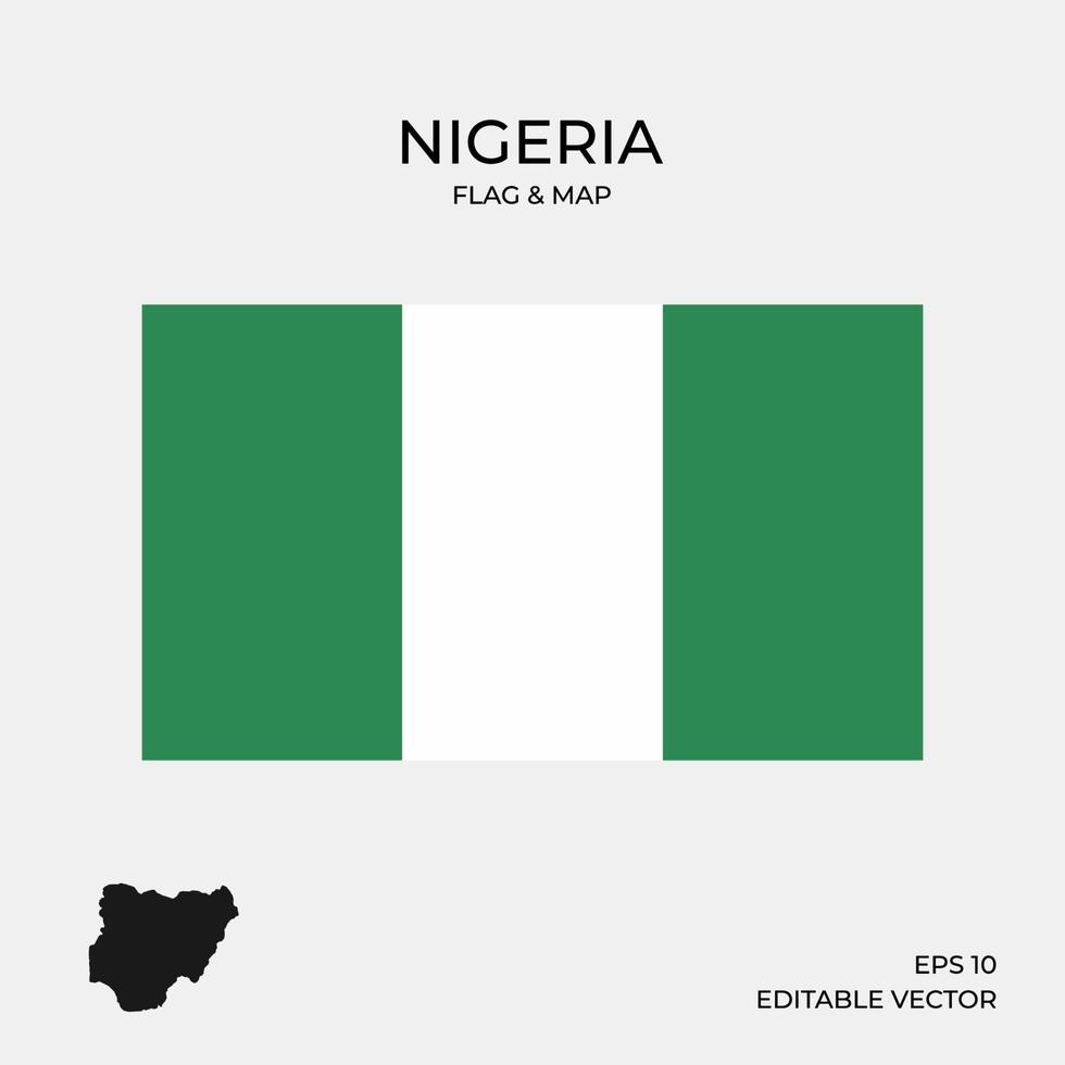 bandera de nigeria y mapa vector