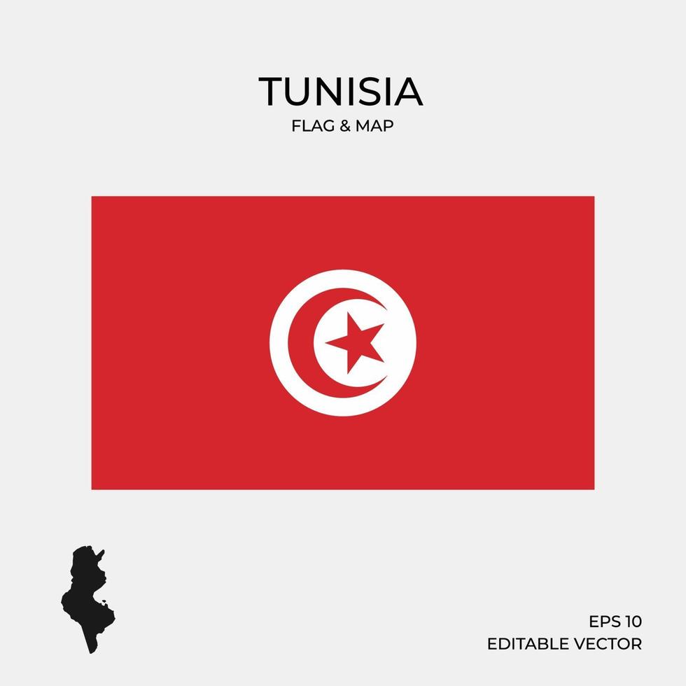 Tunisia flag and map vector