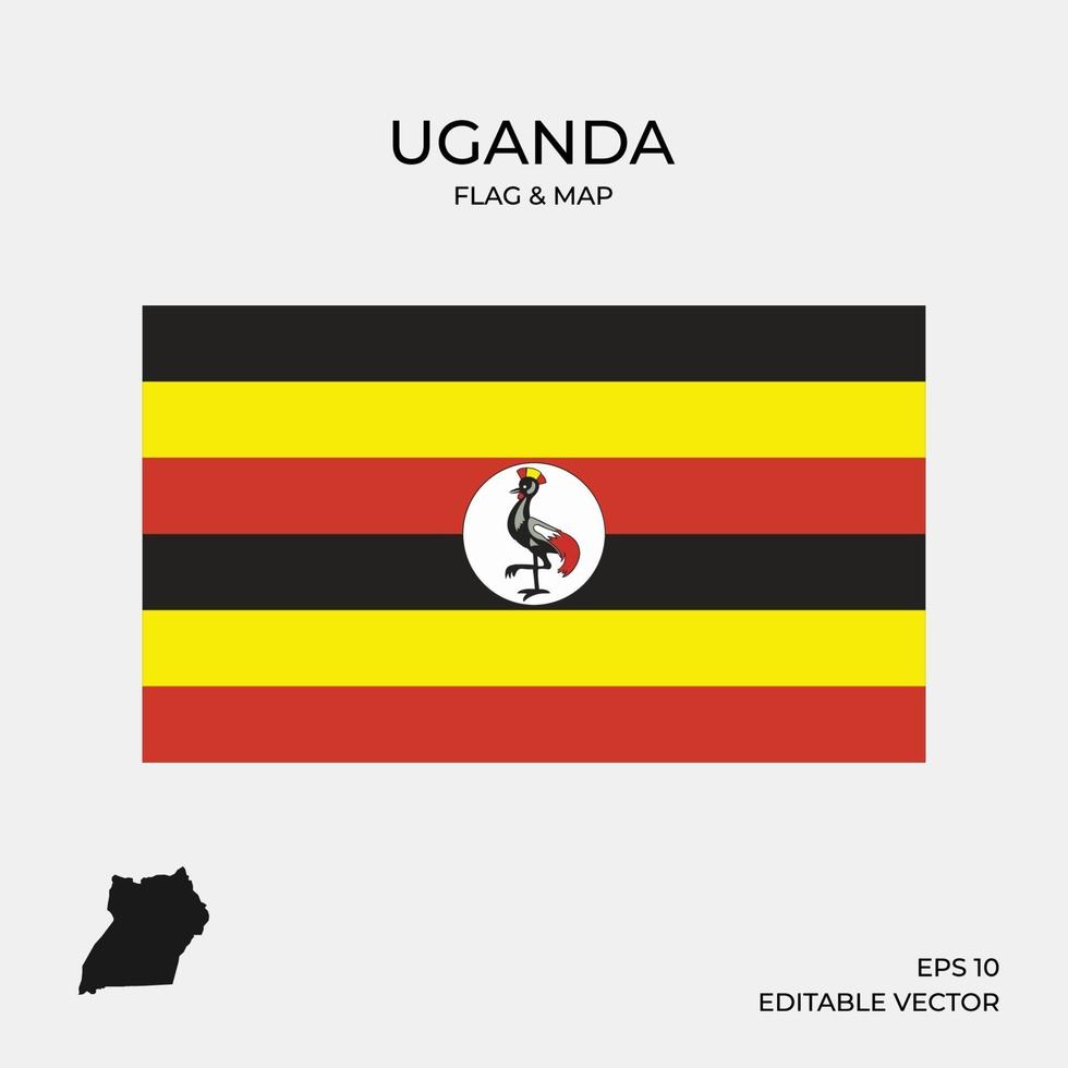 bandera y mapa de uganda vector