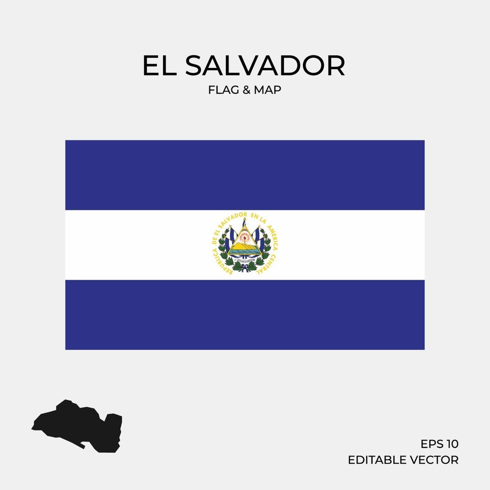 El salvador flag and map vector