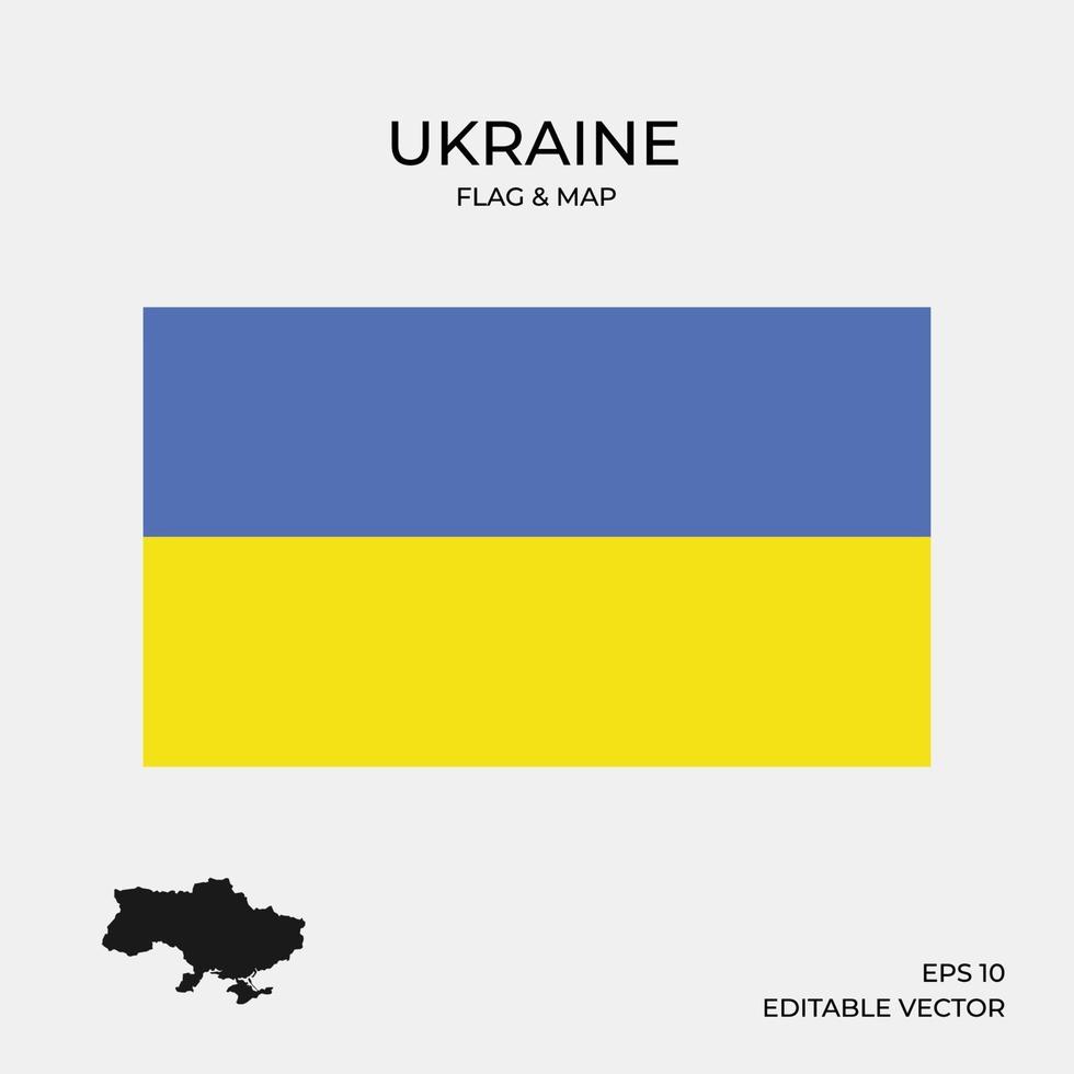 Ukraine map and flag vector