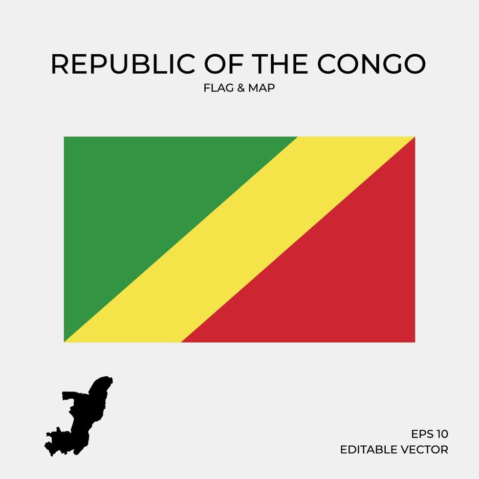 bandera y mapa de la república del congo vector