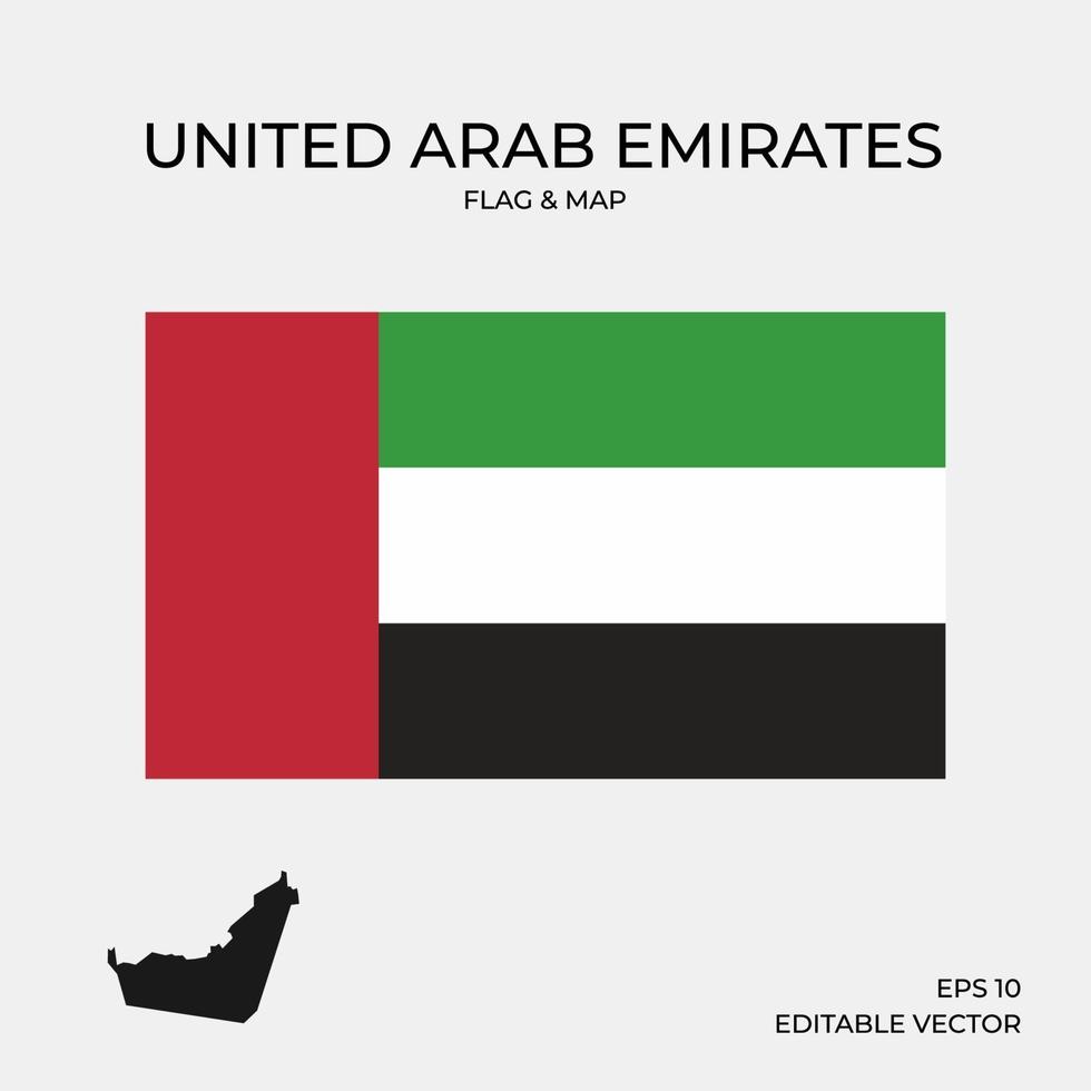 Mapa y bandera de Emiratos Árabes Unidos vector