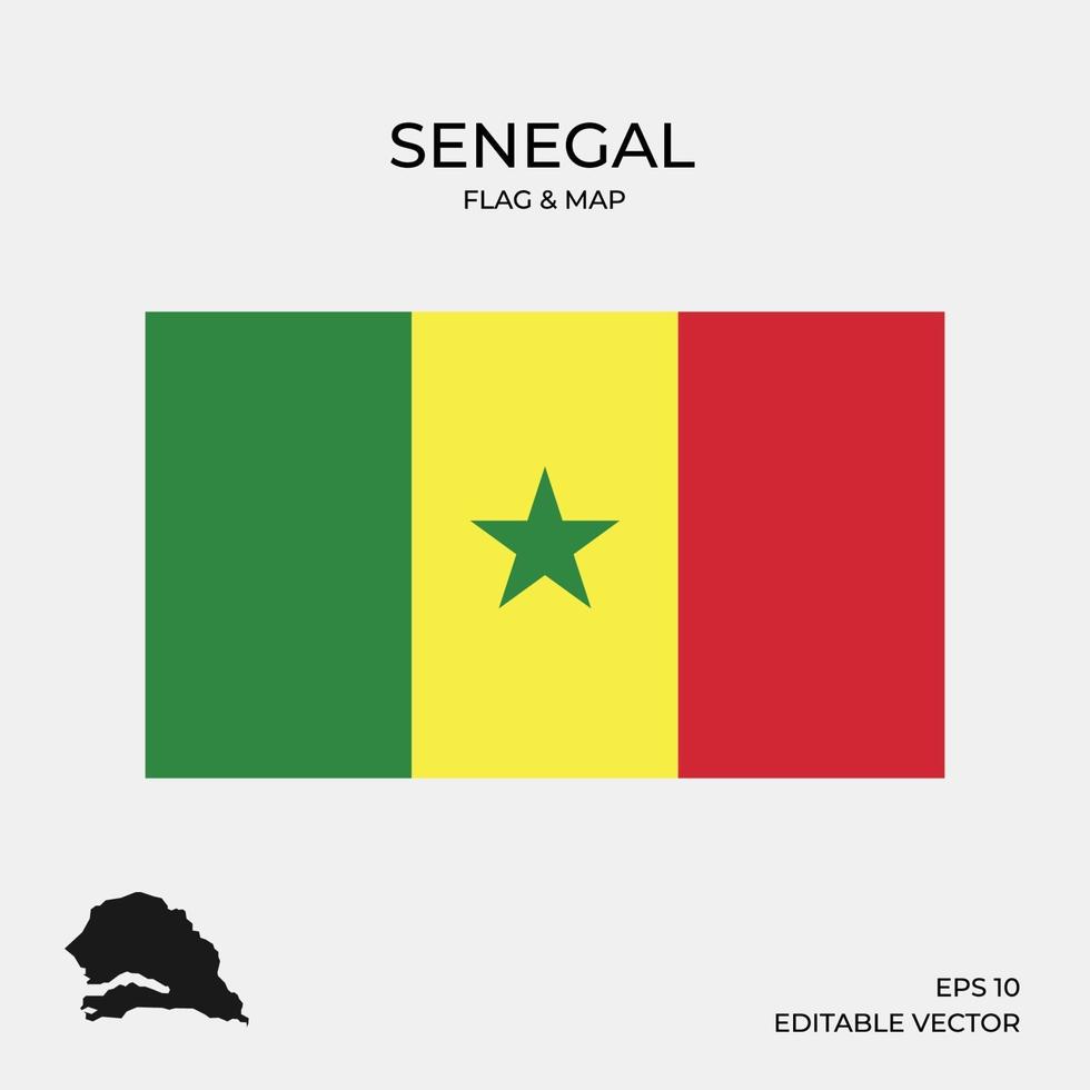 bandera de senegal y mapa vector