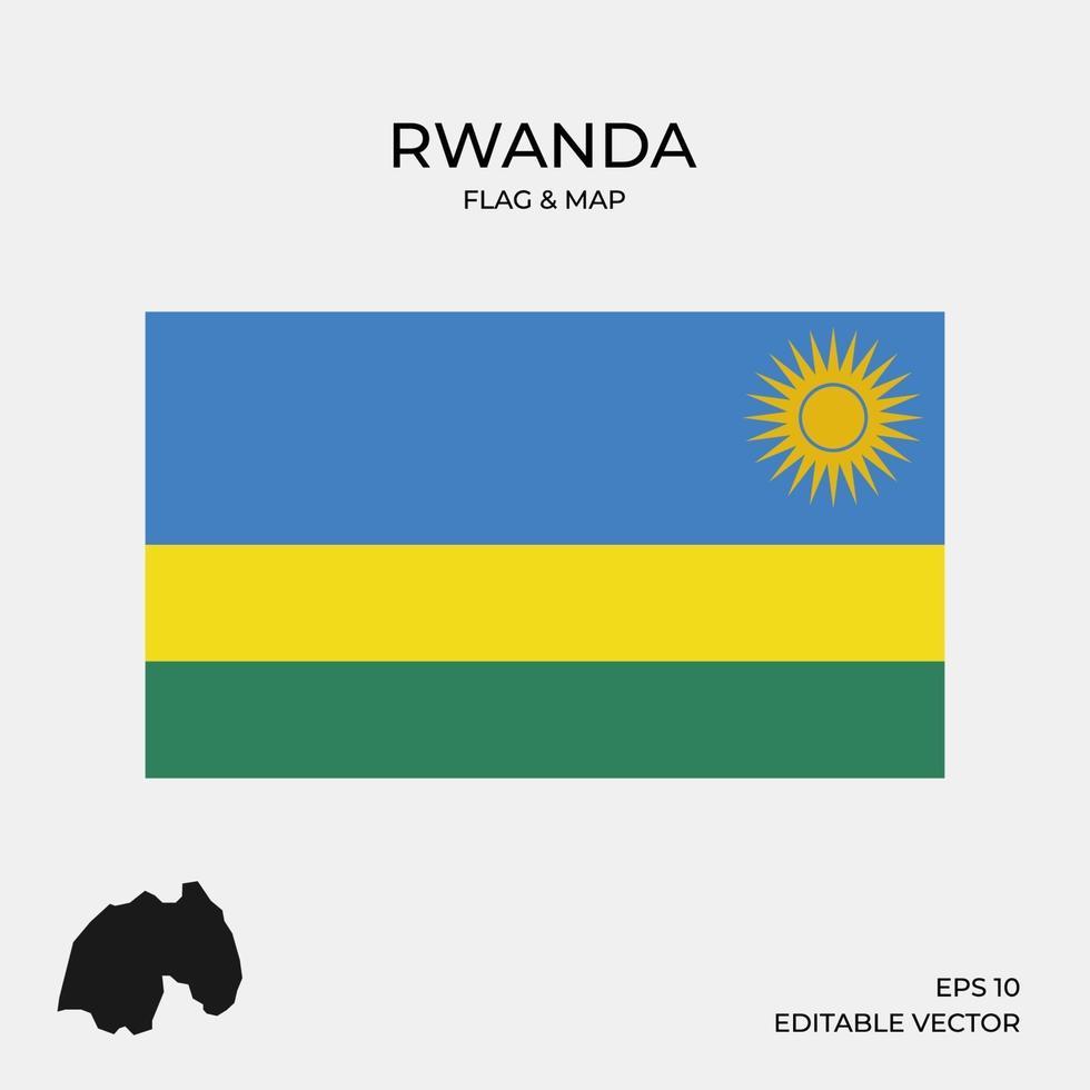 bandera de ruanda y mapa vector