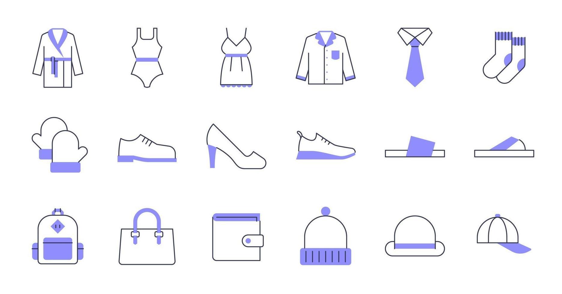 iconos de ropa de línea de color vector