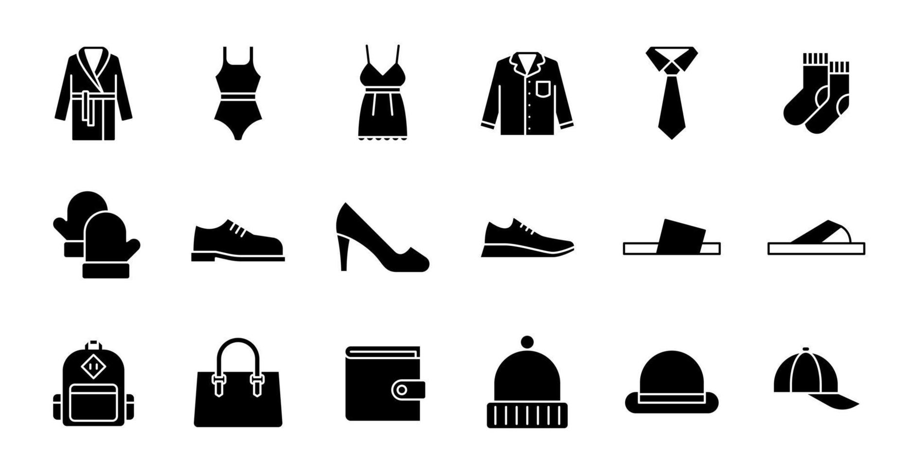 Glyph Clothing Icons vector