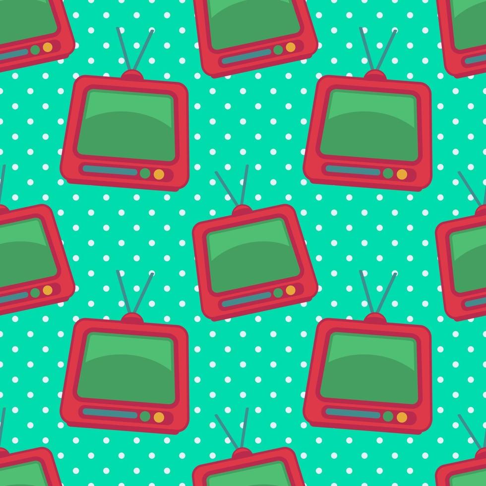 retro television seamless pattern illustration vector