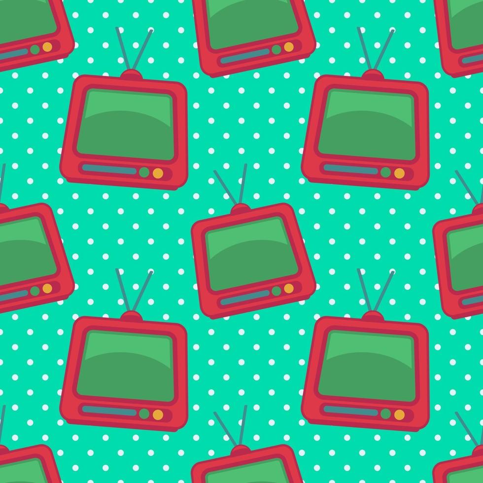 retro television seamless pattern illustration vector