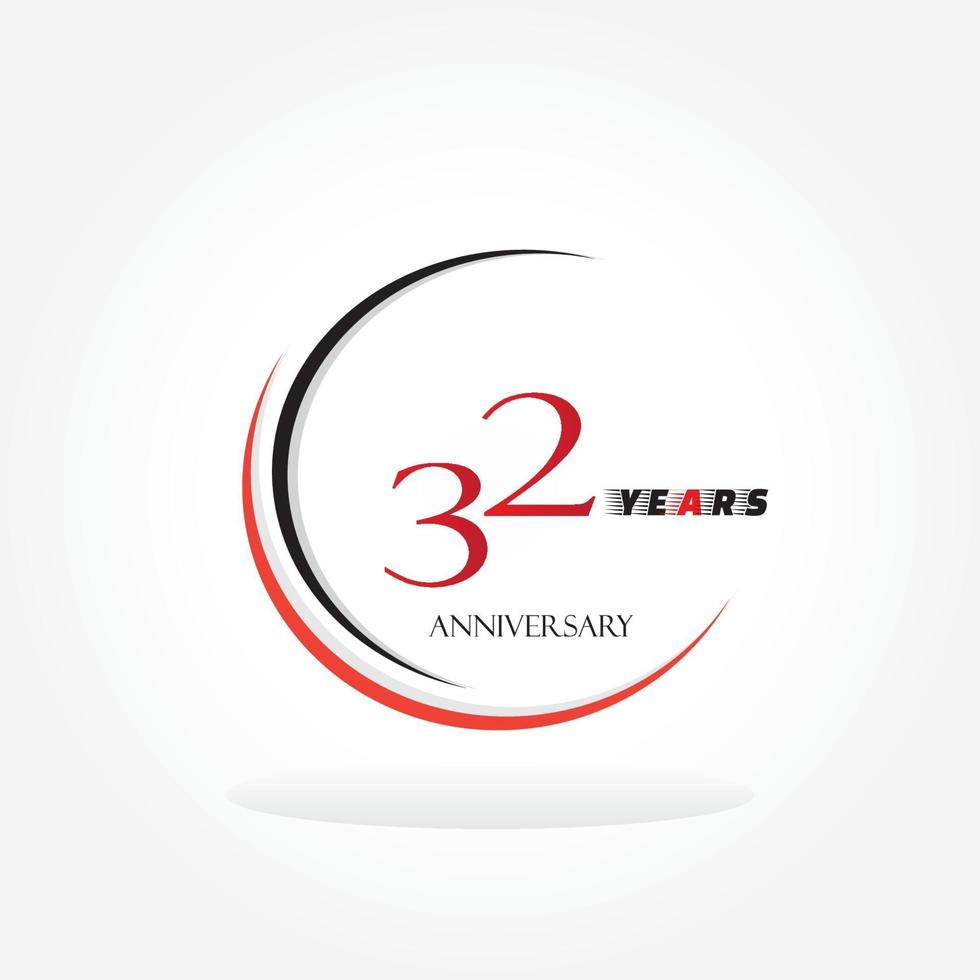 32 years anniversary linked logotype with red color isolated on white background for company celebration event vector
