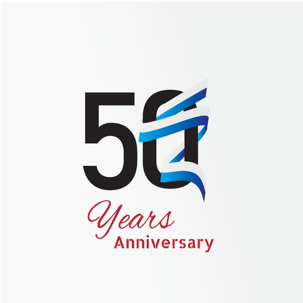 Logotipo de aniversario de años con color azul blanco y negro de una sola línea para celebración vector