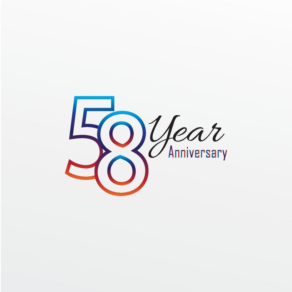 58 years anniversary celebration blue Colors Comical Design logotype. anniversary logo isolated on White background vector