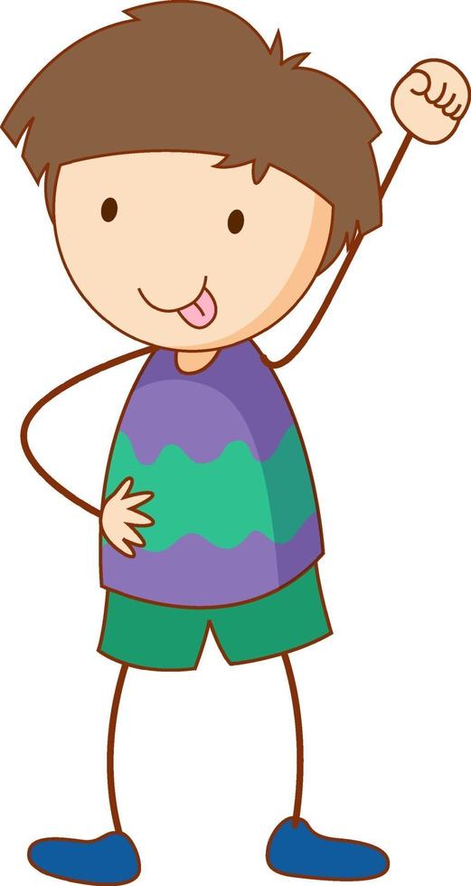 Cute boy cartoon character in hand drawn doodle style isolated vector