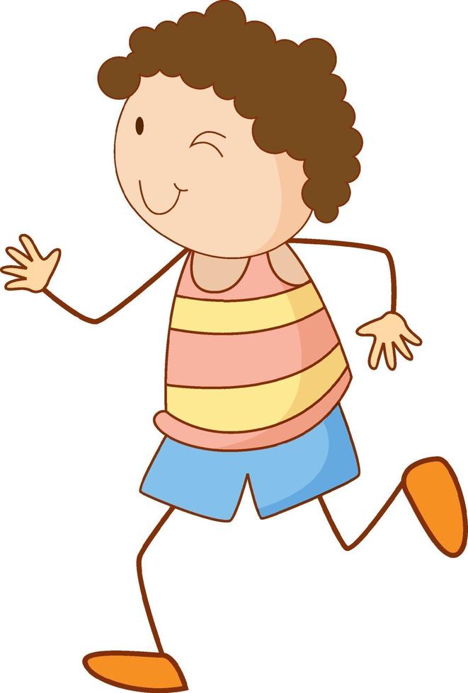 Cute boy cartoon character in doodle style isolated vector