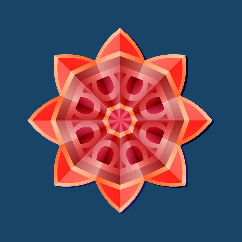 este es un patrón poligonal. este es un mandala geométrico rojo. patrón floral asiático. vector