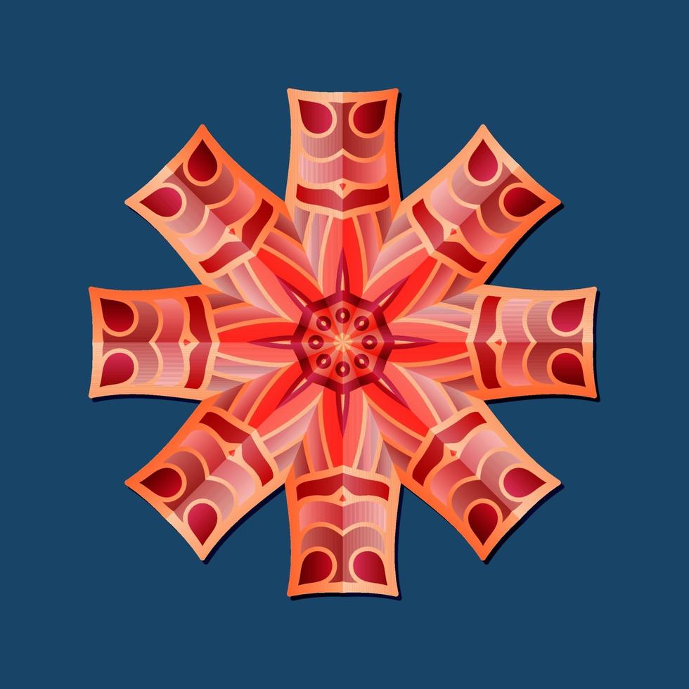 This is a polygonal pattern. This is a red geometric mandala. Asian floral pattern. vector