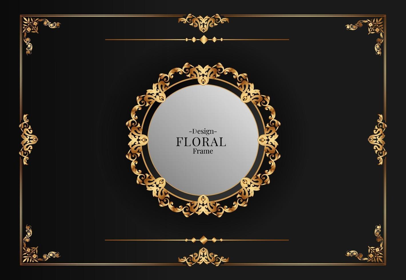 rounded floral frame vector