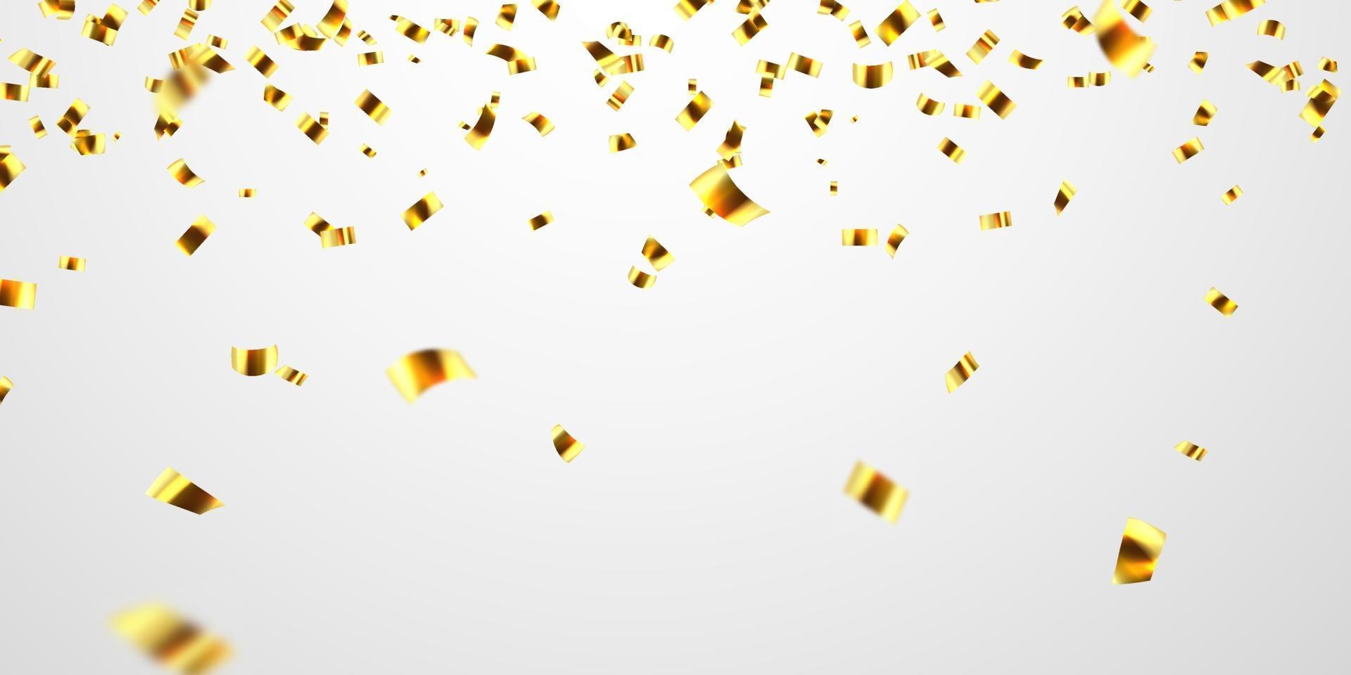 Celebration background template with confetti gold ribbons glittering. luxury greeting rich card. vector