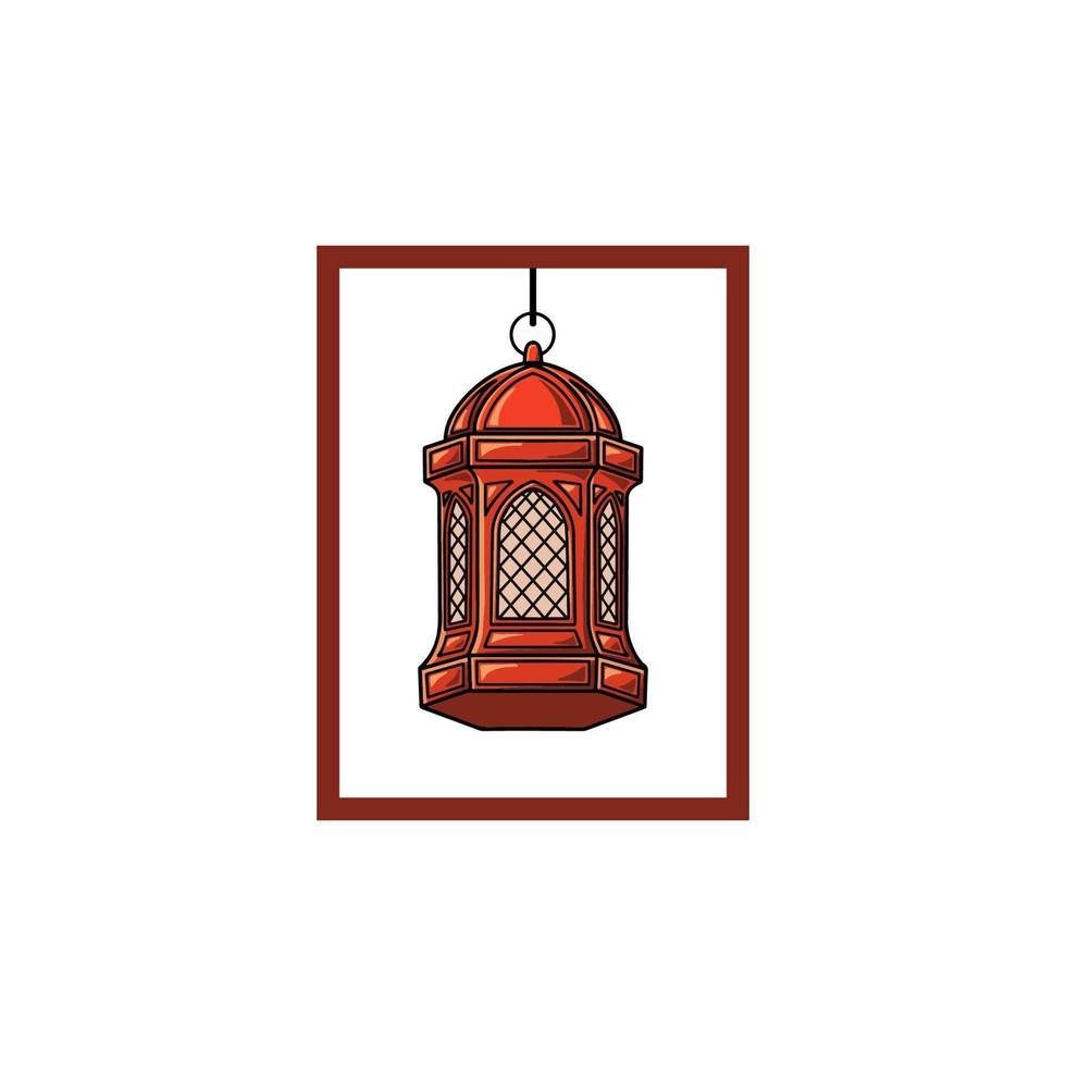 arabic lamp vector illustration. good for islamic ramadan celebration template. flat color hand-drawn style.
