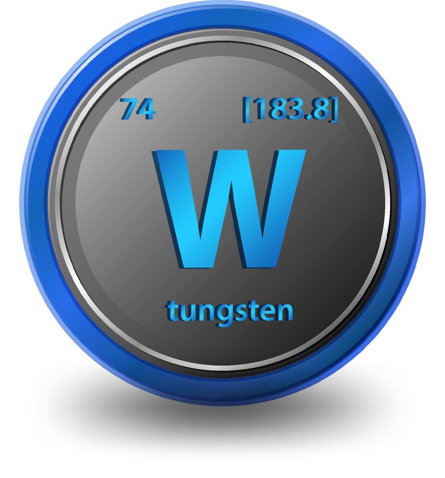 Tungsten chemical element. Chemical symbol with atomic number and