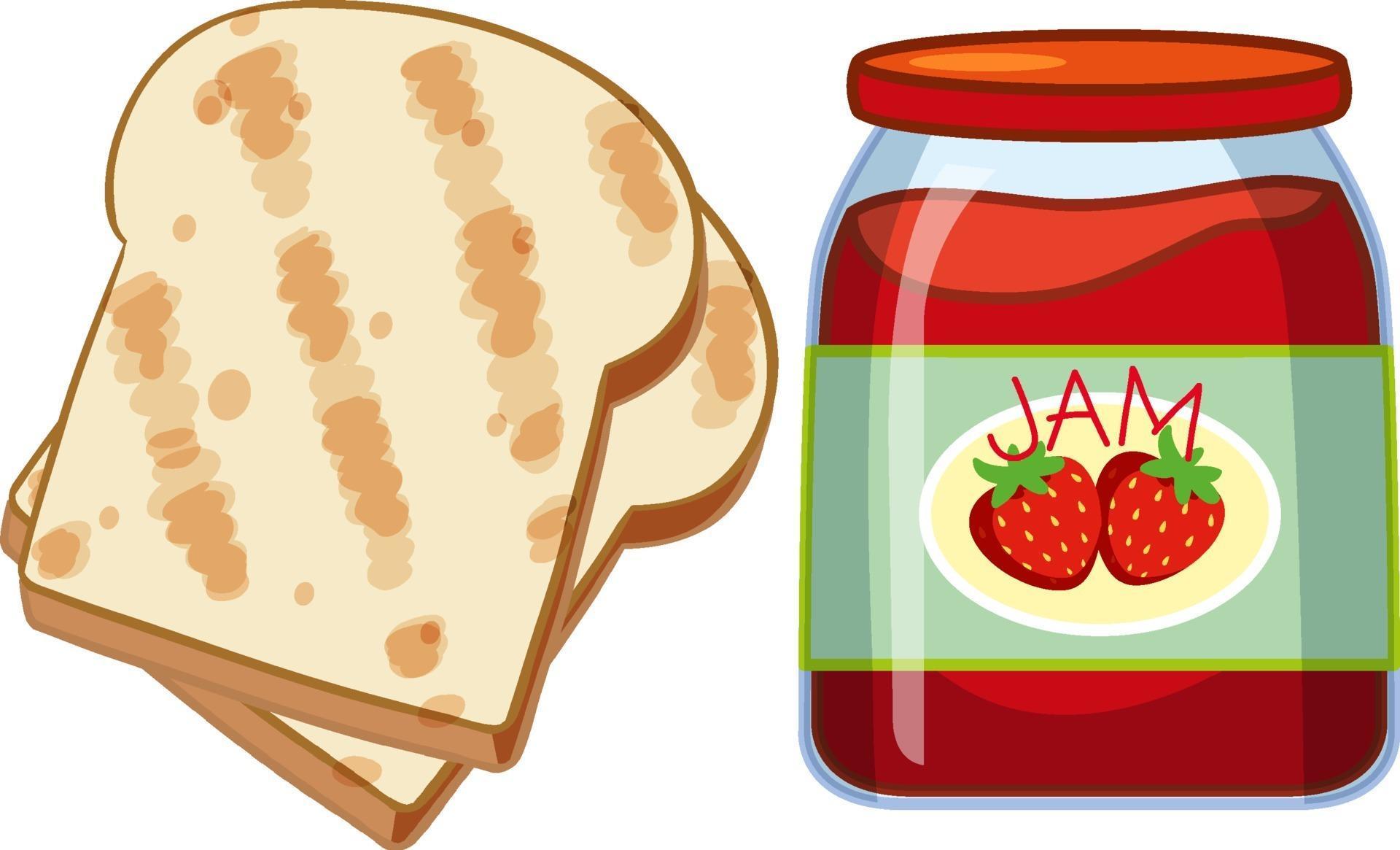Toast and strawberry jam on white background 2046740 Vector Art at Vecteezy