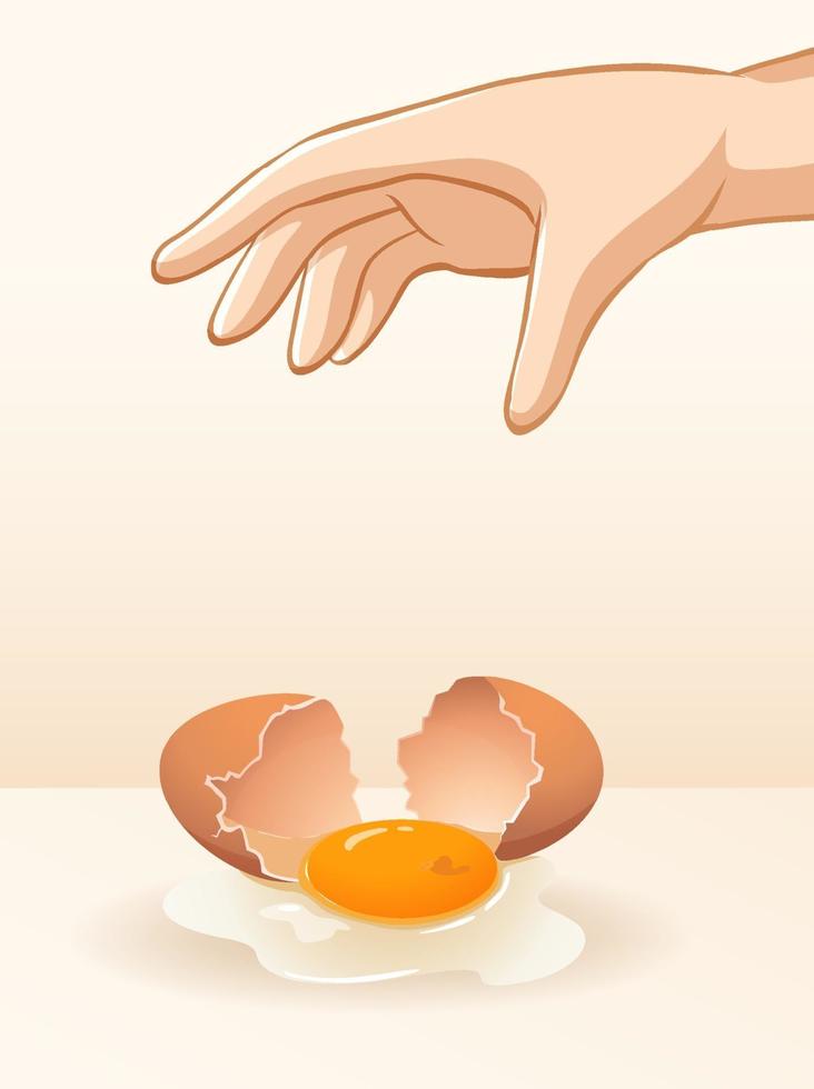 Hand dropping egg for gravity experiment vector