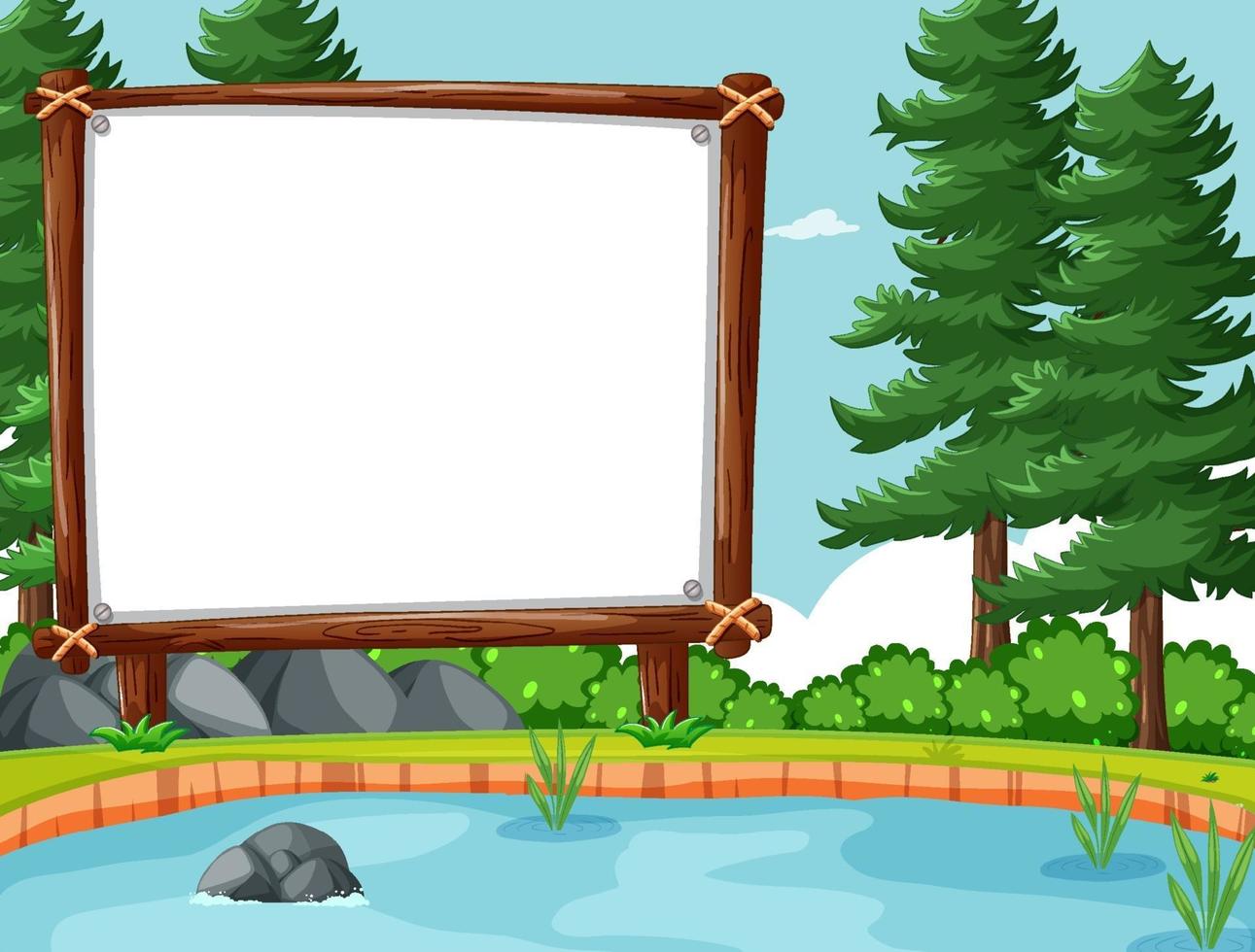 Empty banner in the forest scene vector