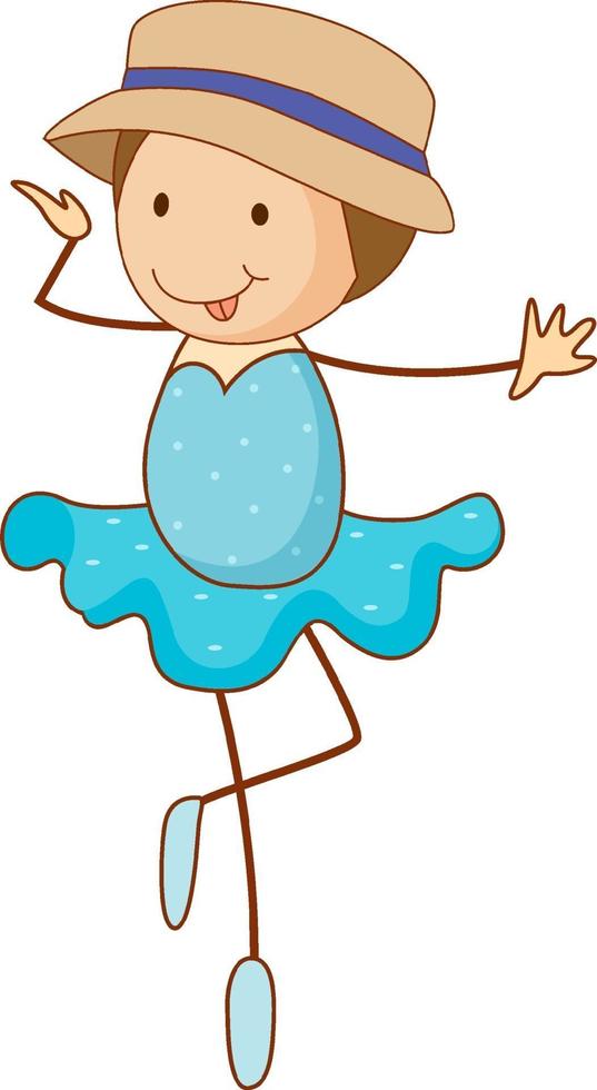 A doodle ballet dancer cartoon character isolated vector