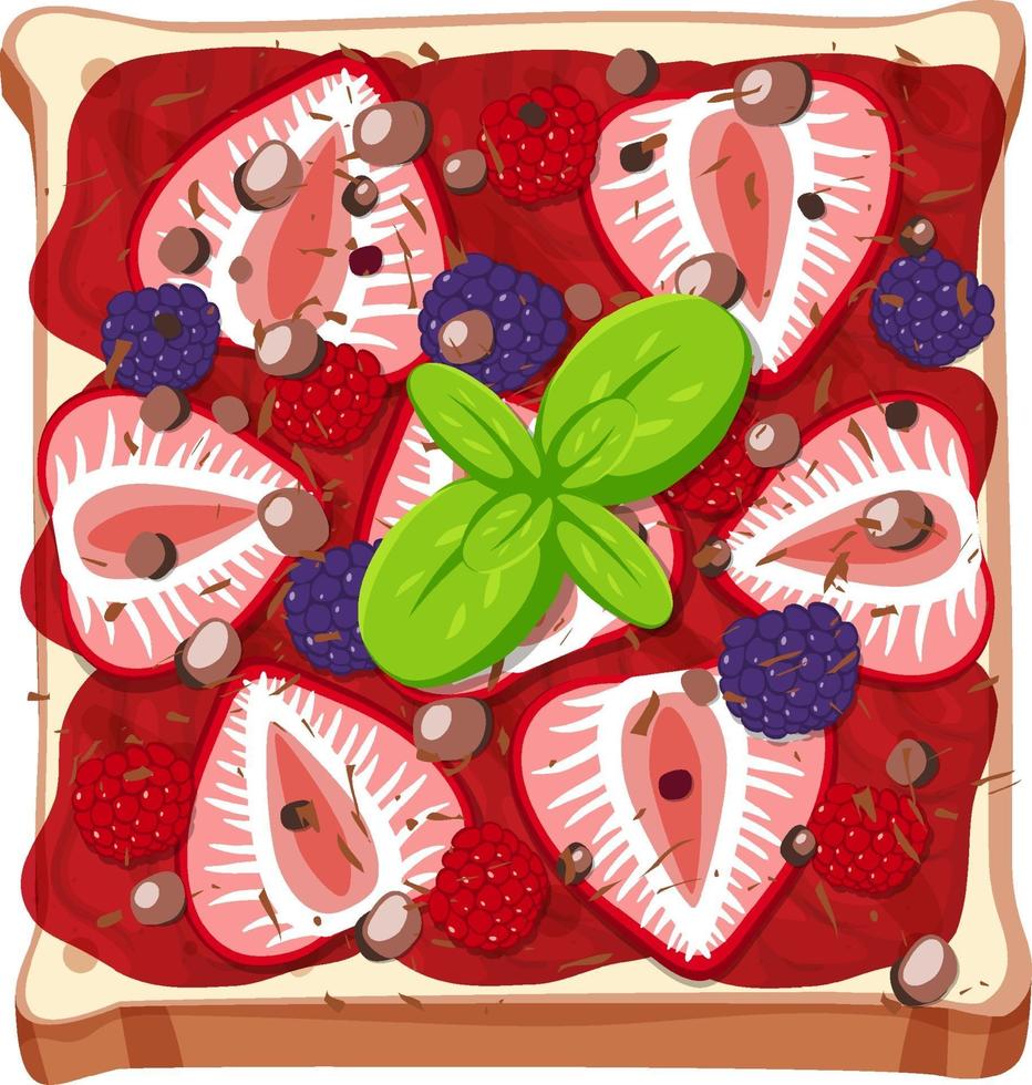 Top view of bread with fruit topping vector